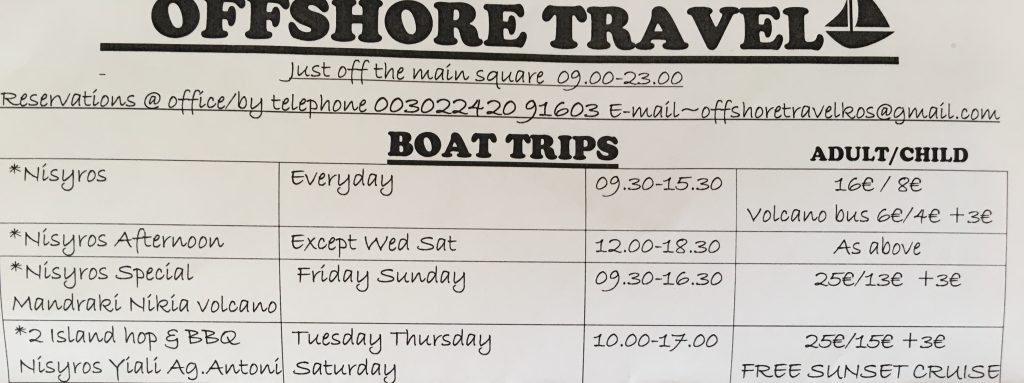 Kos Nisyros Ferry Timetable